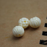 20Pcs Carved Flower Beads 10mm Beige for Jewelry DIY Craft