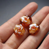 20pcs 16x14x10mm Brown Lampwork Glass Flower Beads Charms