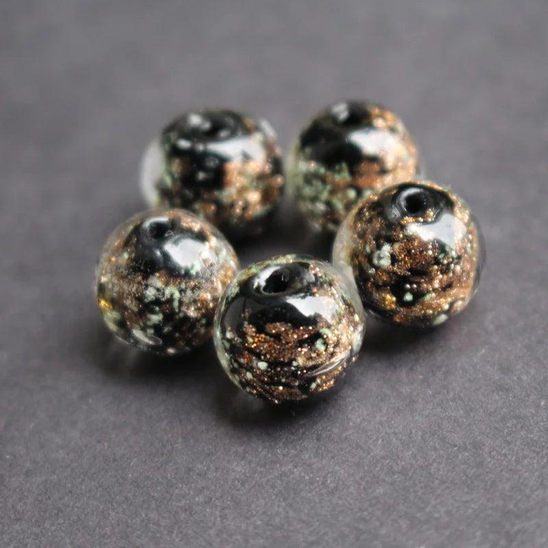 10pcs 12mm Lampwork Glass Beads Boutique Sand Shimmer for Jewelry Making
