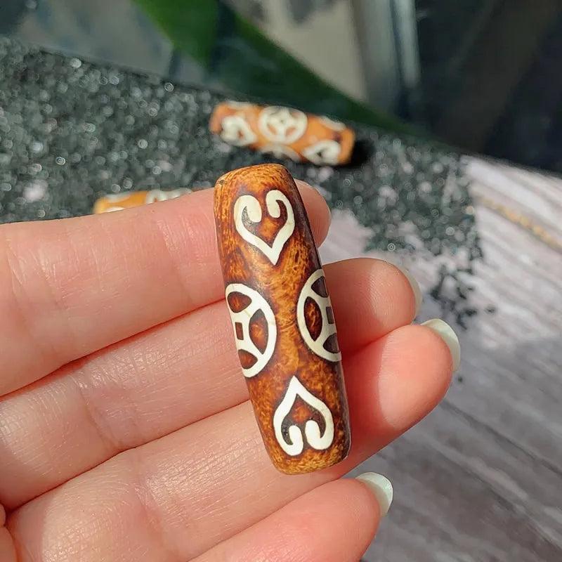 40mm Retro Healing Natural Tibetan Dzi Agates Beads for Buddha Jewelry