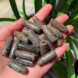 Vintage Dragon Eyes Tibetan Dzi Agate Beads Reiki Grey Green Agat Stone Jewelry