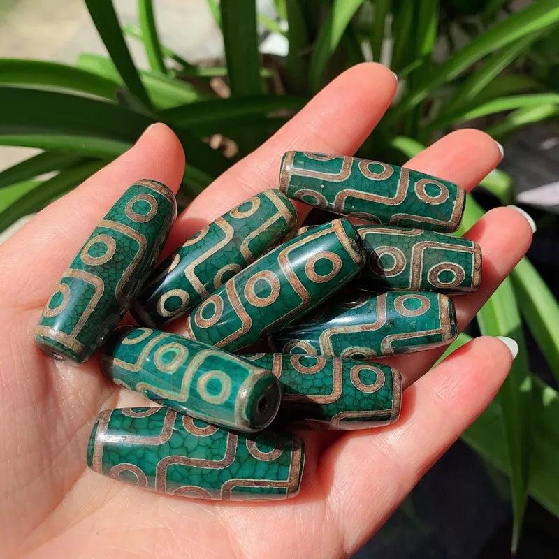 40mm Nine Eyes Natural Tibetan Dzi Agates Beads Buddha Jewelry