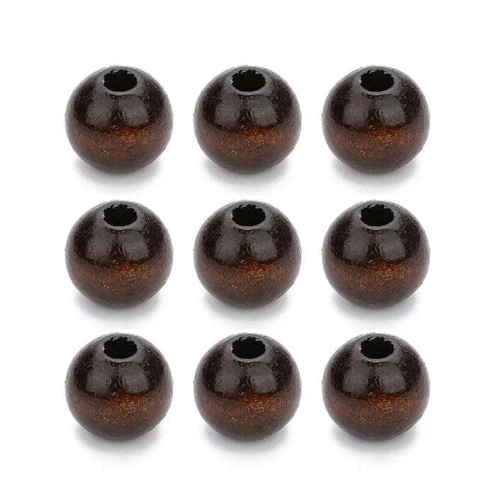 40pcs 14/18mm Natural Wooden Beads Deep Brown