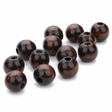 40pcs 14/18mm Natural Wooden Beads Deep Brown