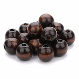 40pcs 14/18mm Natural Wooden Beads Deep Brown