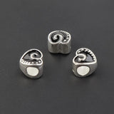 10pcs Love Heart Enamel Charm Beads Big Hole Spacer Beads