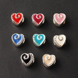 10pcs Love Heart Enamel Charm Beads Big Hole Spacer Beads