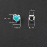 10pcs Love Heart Enamel Charm Beads Big Hole Spacer Beads