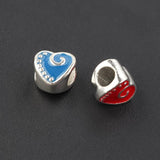 10pcs Love Heart Enamel Charm Beads Big Hole Spacer Beads