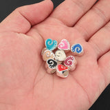 10pcs Love Heart Enamel Charm Beads Big Hole Spacer Beads