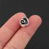 10pcs Love Heart Enamel Charm Beads Big Hole Spacer Beads