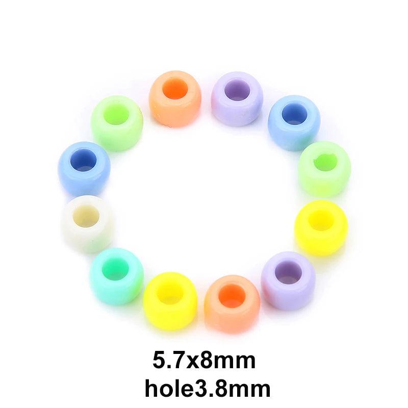 200pcs Candy Acrylic Spacer Beads Jewelry Making DIY Accessories