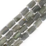Grey Labradorite Faceted Cylinder Stone Beads for Jewelry Making
