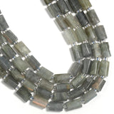 Grey Labradorite Faceted Cylinder Stone Beads for Jewelry Making