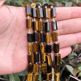 Yellow Tiger Eye Cylinder Beads for Jewelry Making DIY 7.5''