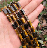 Yellow Tiger Eye Cylinder Beads for Jewelry Making DIY 7.5''
