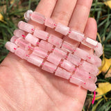 Rose Quartz Crystal Cylinder Beads for Jewelry Making 7.5inch