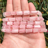 Rose Quartz Crystal Cylinder Beads for Jewelry Making 7.5inch
