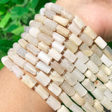 Faceted Moonstone Cylinder Shape Spacer Beads for Jewelry Making