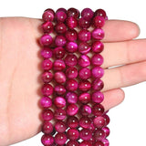 Fuchsia Tiger Eye Stone Round Beads 15'' Strand 4/6/8/10/12mm