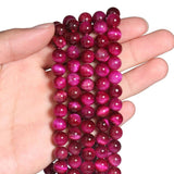 Fuchsia Tiger Eye Stone Round Beads 15'' Strand 4/6/8/10/12mm