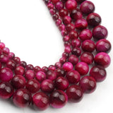 Fuchsia Tiger Eye Stone Round Beads 15'' Strand 4/6/8/10/12mm