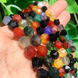 Faceted Multicolor Agates Stone Round Spacer Beads for Jewelry Making 15''inch