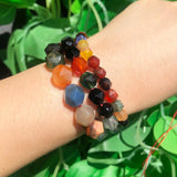 Faceted Multicolor Agates Stone Round Spacer Beads for Jewelry Making 15''inch