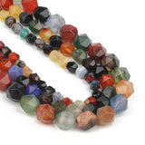 Faceted Multicolor Agates Stone Round Spacer Beads for Jewelry Making 15''inch