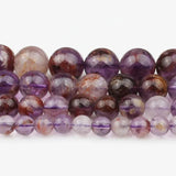 Natural Purple Ghost Quartz Stone Round Beads 7.5'' Strand