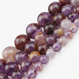 Natural Purple Ghost Quartz Stone Round Beads 7.5'' Strand