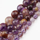 Natural Purple Ghost Quartz Stone Round Beads 7.5'' Strand