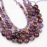Natural Purple Ghost Quartz Stone Round Beads 7.5'' Strand