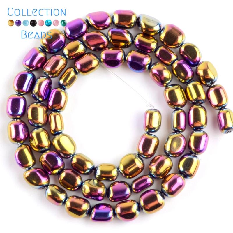 Colorful Hematite Oval Matte Beads 5-8mm 15''