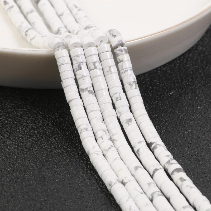 2x4mm Howlite Stone Rondelle Beads Flat Round for Jewelry Making DIY