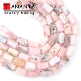 Natural Pink Opal Stone Column Beads 7.5 Inch