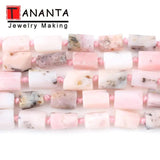Natural Pink Opal Stone Column Beads 7.5 Inch