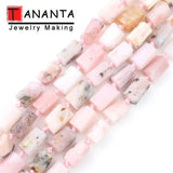 Natural Pink Opal Stone Column Beads 7.5 Inch