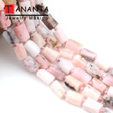 Natural Pink Opal Stone Column Beads 7.5 Inch