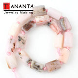 Natural Pink Opal Stone Column Beads 7.5 Inch