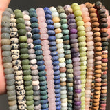 Natural Stone Rondelle Beads Matte Jaspers Amethyst Spacer Bracelets