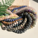 Natural Stone Rondelle Beads Matte Jaspers Amethyst Spacer Bracelets