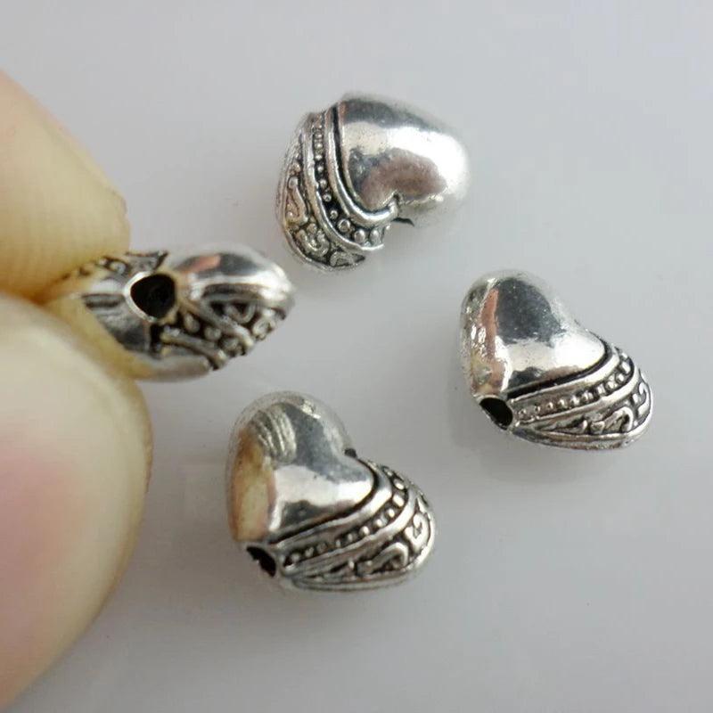 Tibetan Silver Heart Spacer Beads 7x9mm Jewelry Findings