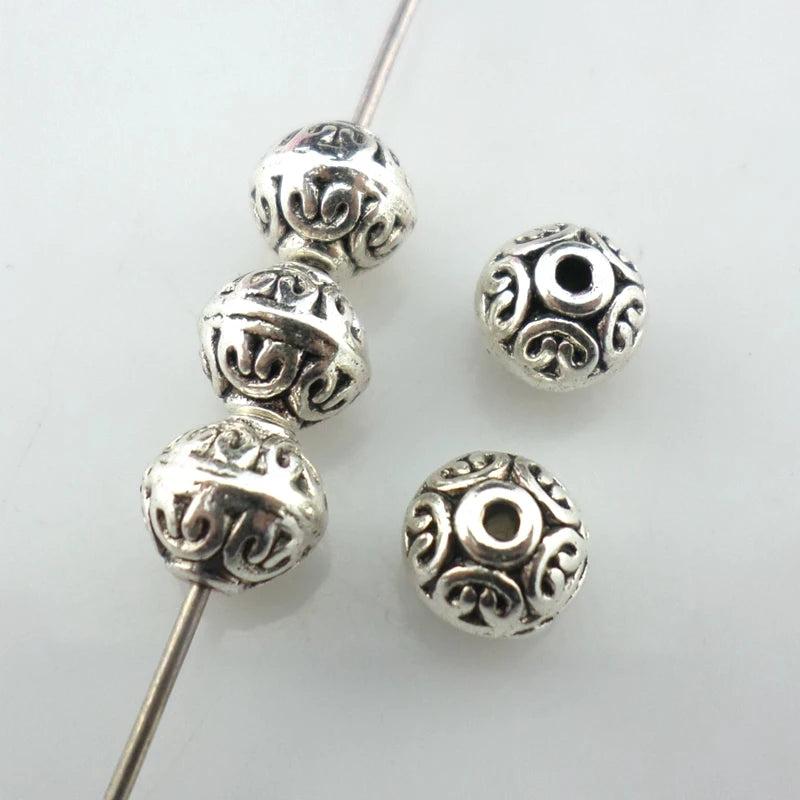 40pcs Tibetan Silver Round Spherical Charm Spacer Bead 7x7mm Findings