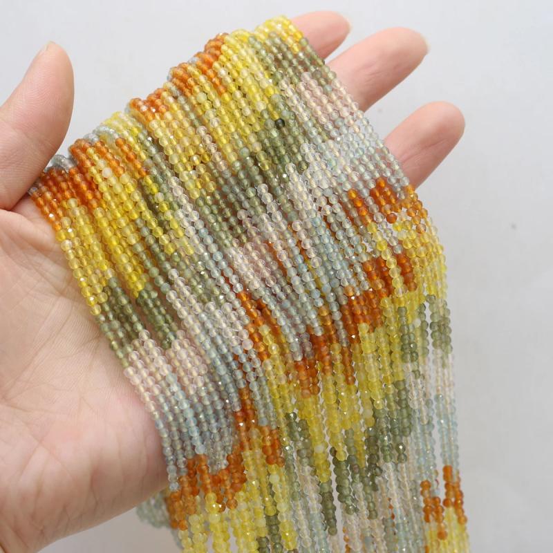 Natural Stone Beaded Faceted Round Gemstone Loose Isolation Beads