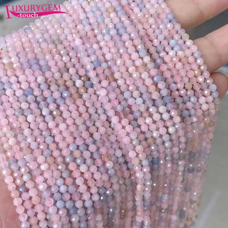 2/3mm Natural Morganite Stone Faceted Round Shape Loose Beads