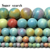 Yellow Red Colorful Jaspers Round Beads Loose Stone DIY Jewelry 4/6/8/10/12mm