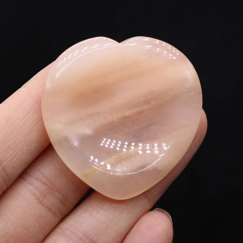 Heart Shape Rose Quartzs Amethysts Loose Beads for DIY Jewerly 40x40mm