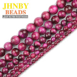 Rose Red Tiger's Eye Natural Stone Round Spacers Beads