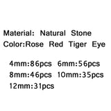 Rose Red Tiger's Eye Natural Stone Round Spacers Beads